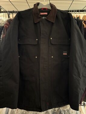 Craftsman Black Work Jacket with Brown Corduroy Collar Size XL 90409